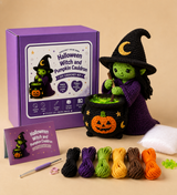 Halloween Witch and Pumpkin Cauldron Crochet Kit