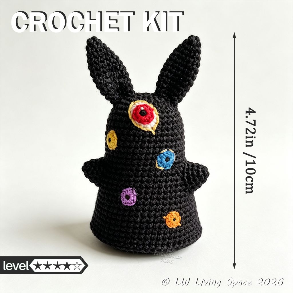 Black Bunny Crochet Kit with Colorful Details