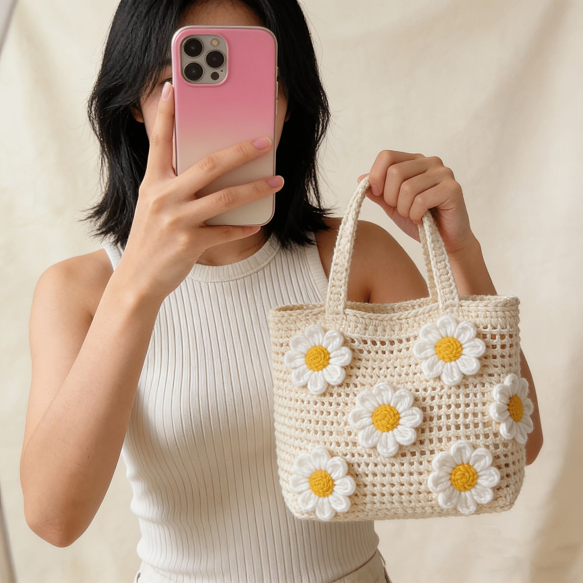 Daisy chenille bag