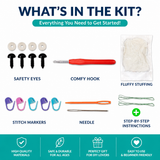 Z.Complete Crochet Starter Kit for Beginners | DIY Amigurumi Tool Set with Hook, Stitch Markers, Needle, Stuffing & Safety Eyes