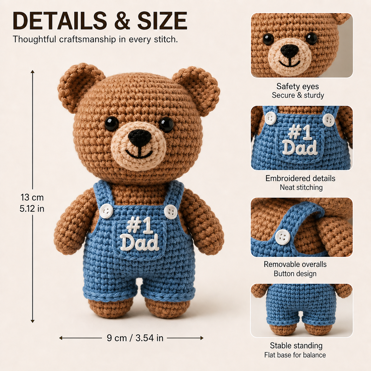 Dad Teddy Bear Crochet Kit