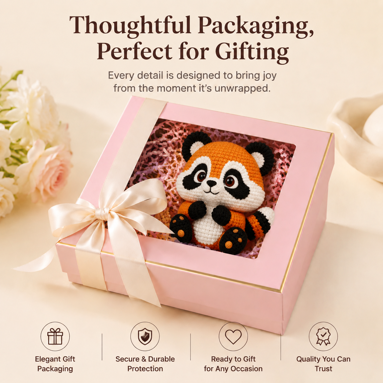 Handmade Raccoon Crochet Plush | Finished Raccoon Amigurumi Gift