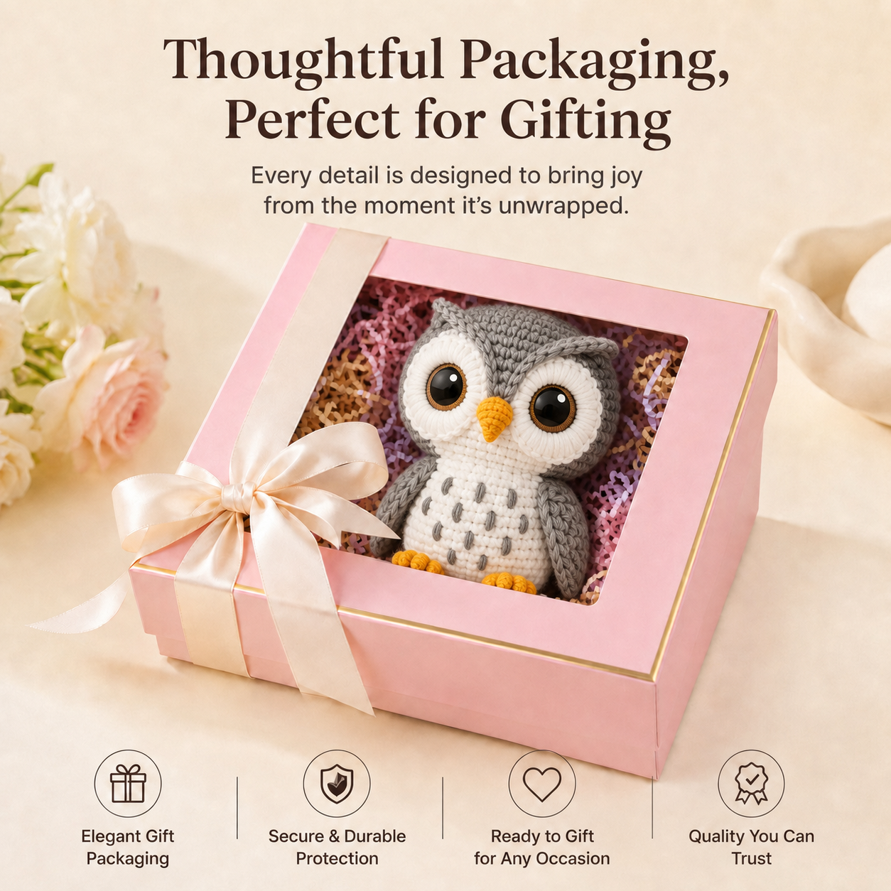 Handmade Owl Crochet Plush | Finished Owl Amigurumi Gift