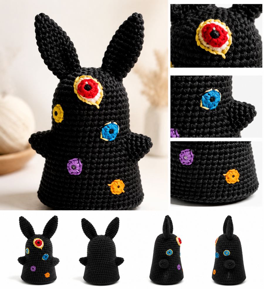 Black Bunny Crochet Kit with Colorful Details