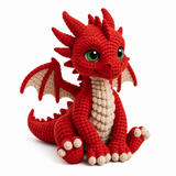 Red Dragon Crochet Plushie with Wings