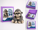 Gray Gorilla Crochet Kit with Cream Details