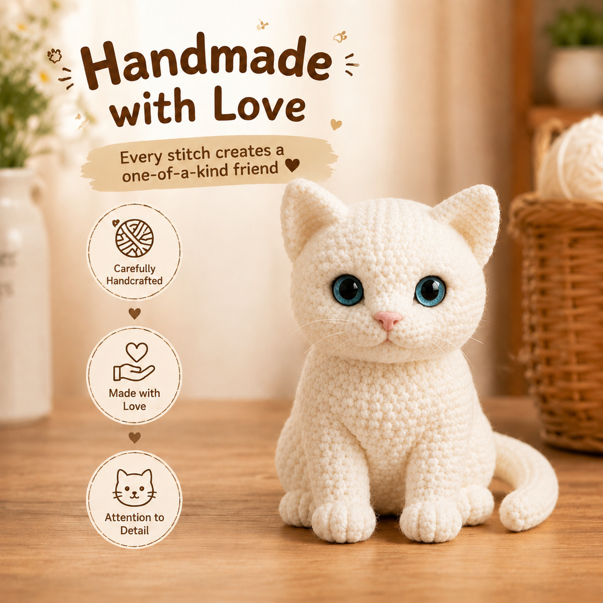 Cat Crochet Kit for Beginners - 3 Color Options