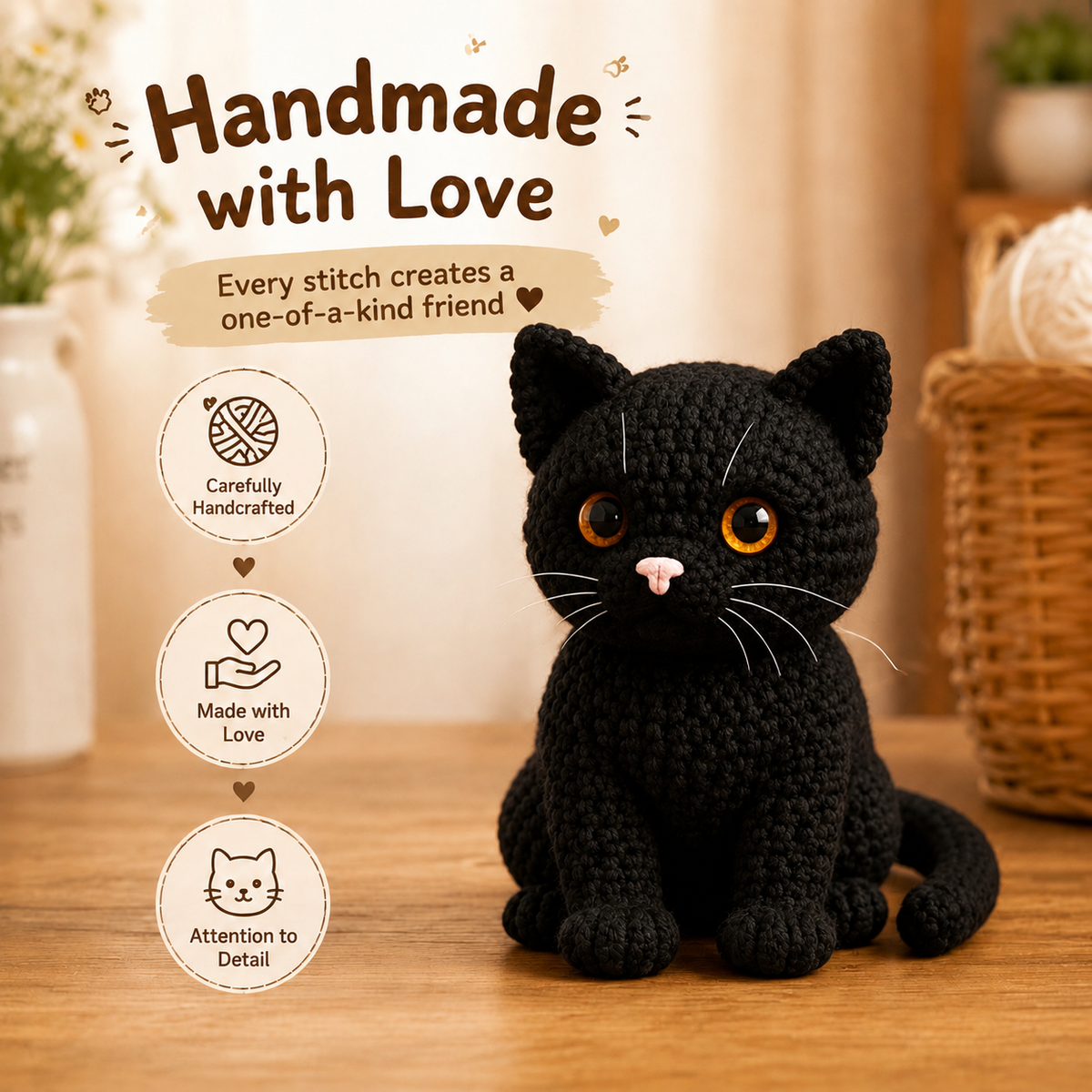 Cat Crochet Kit for Beginners - 3 Color Options