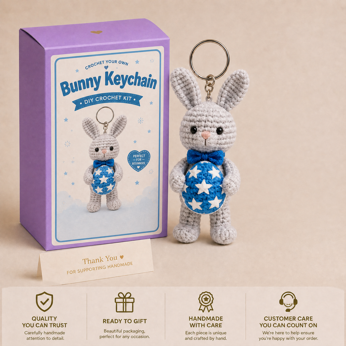 Bunny Keychain Crochet Kit