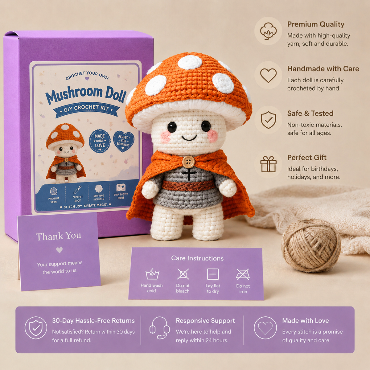 Mushroom Doll Crochet Kit