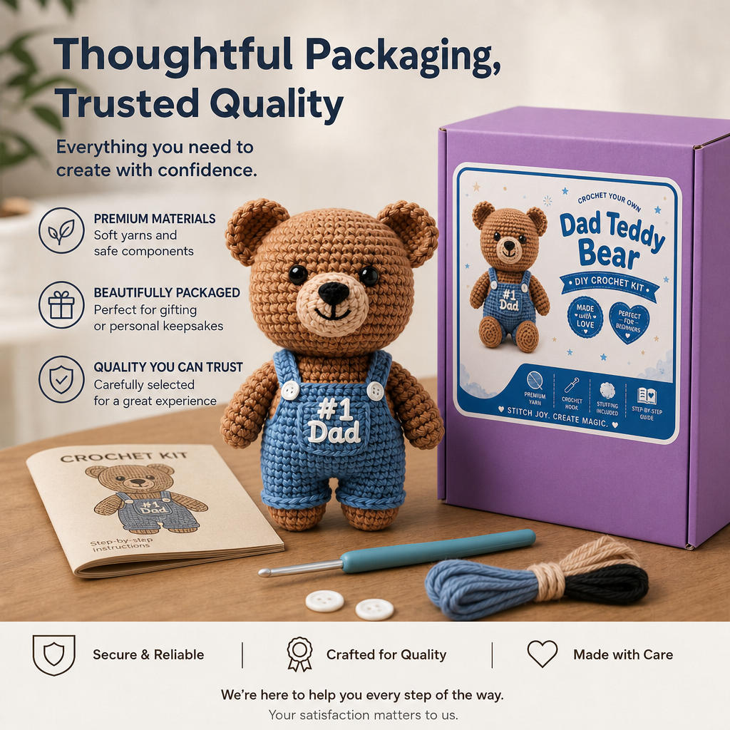 Dad Teddy Bear Crochet Kit