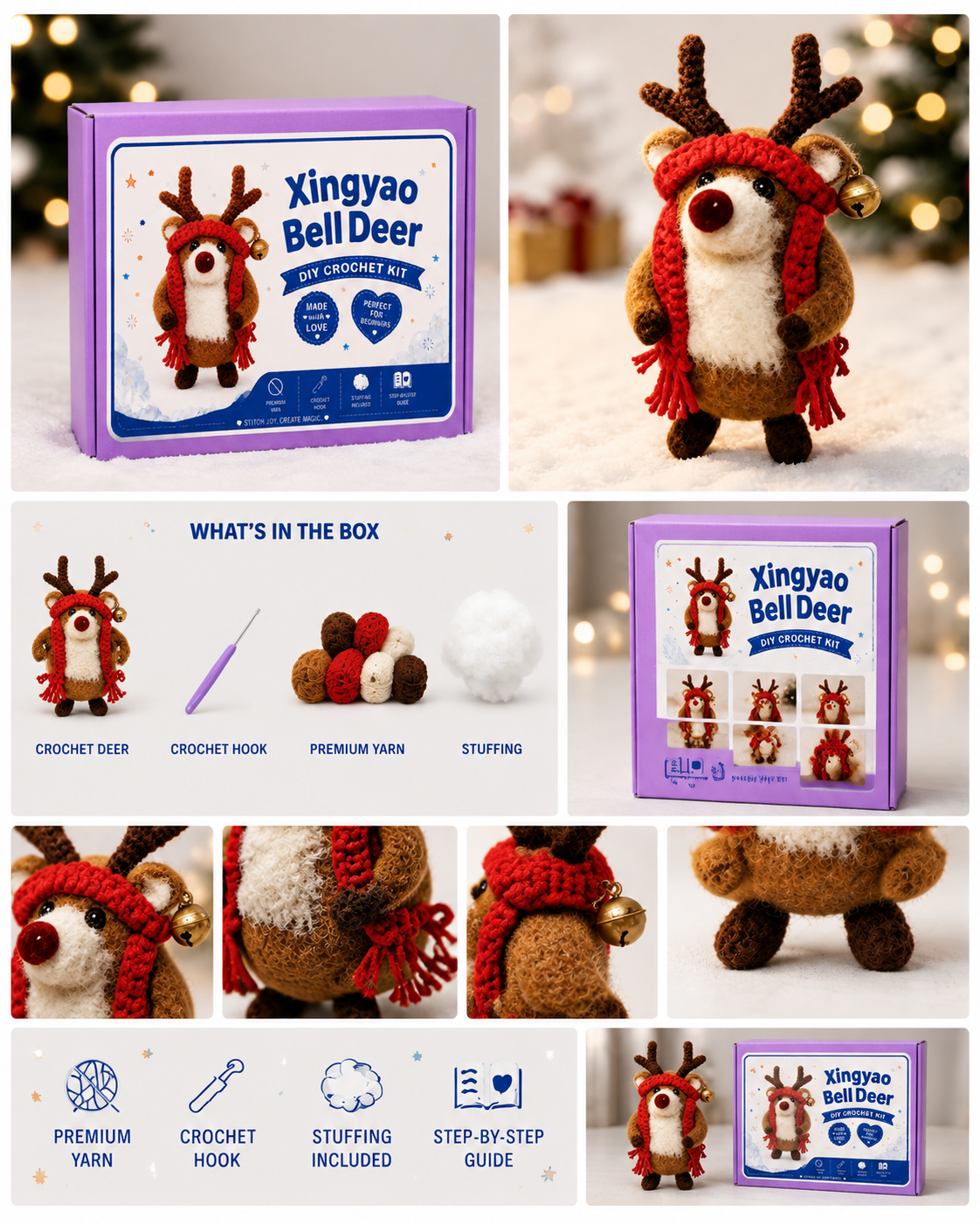 Xingyao Bell Deer Crochet Kit – Christmas Reindeer