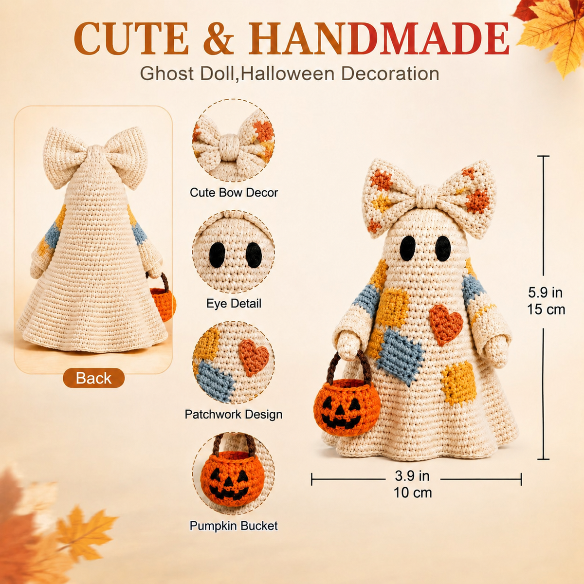 Patchwork Ghost Crochet Kit with Pumpkin Basket