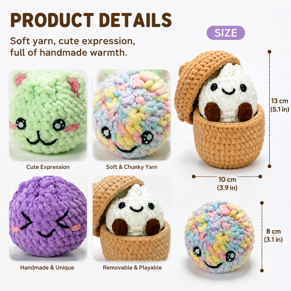 Six-Design Animal Crochet Plushie Kit Set