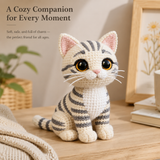 Handmade Tabby Cat Crochet Plush  | Finished Tabby Cat Amigurumi Gift