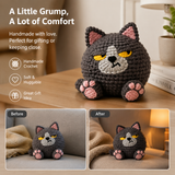 Handmade Grumpy Black Cat Crochet Plush  | Finished Grumpy Black Cat Amigurumi Gift