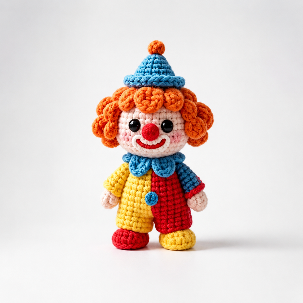 Colorful Clown Crochet Kit with Curly Orange Hair