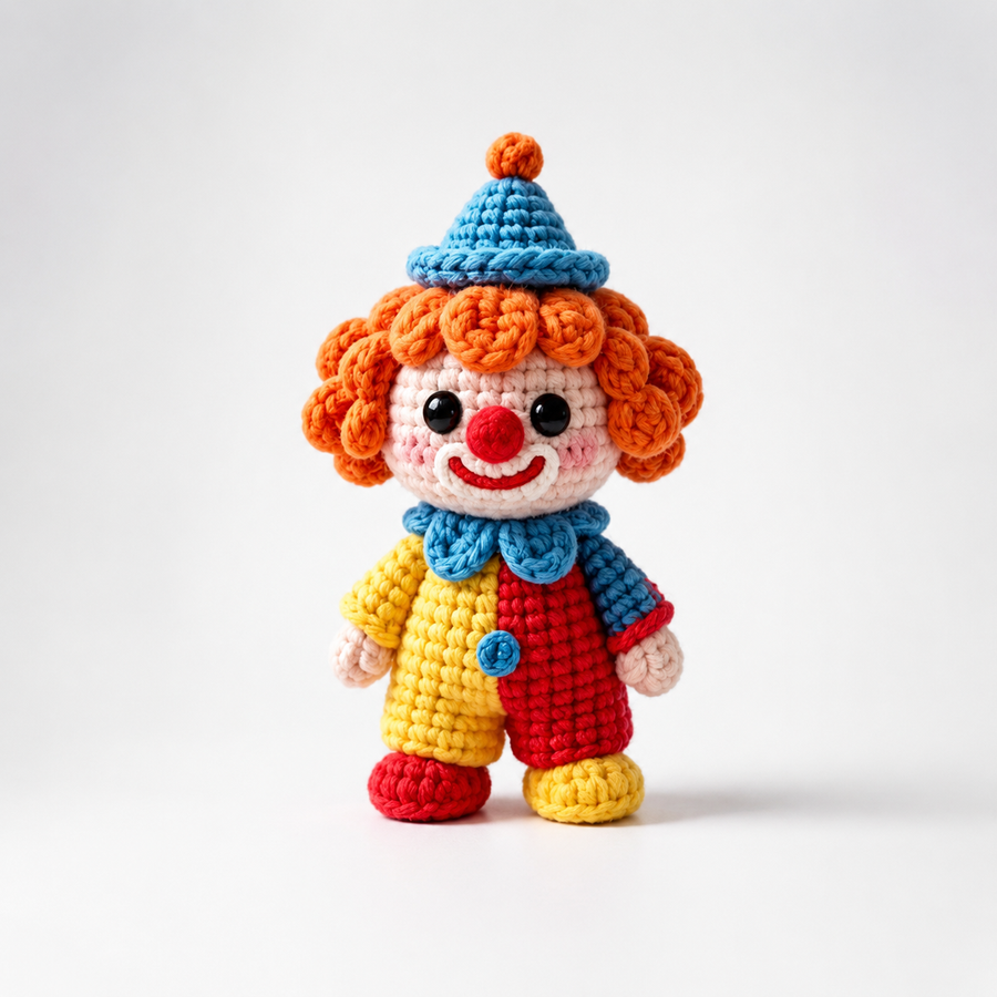 Colorful Clown Crochet Kit with Curly Orange Hair