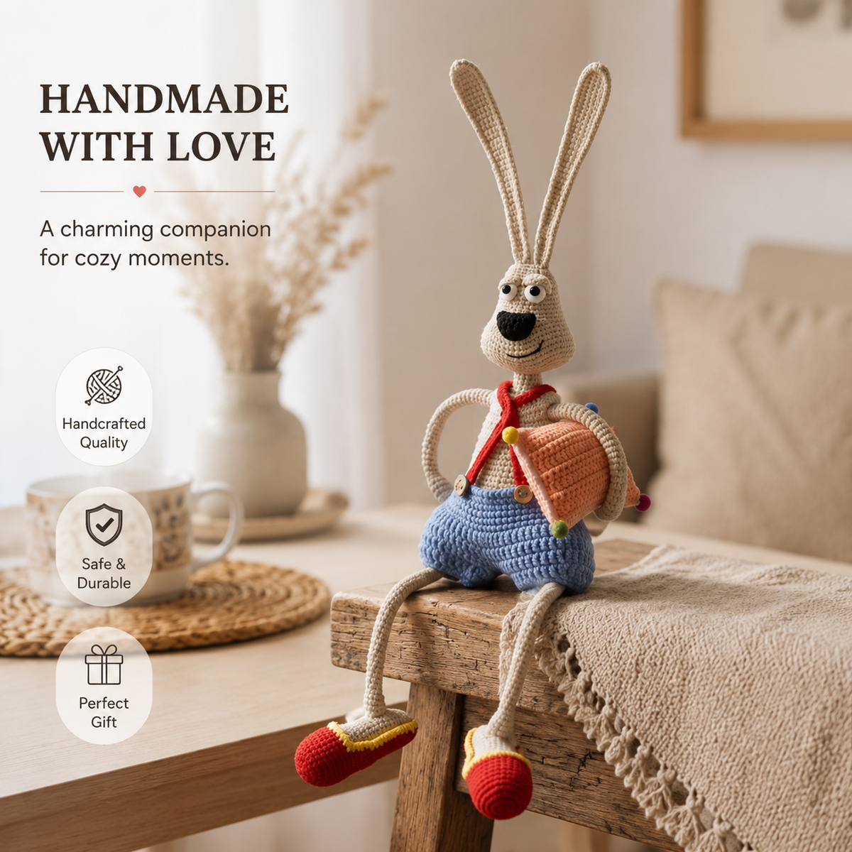Long-Eared Bunny Crochet Kit for Beginners