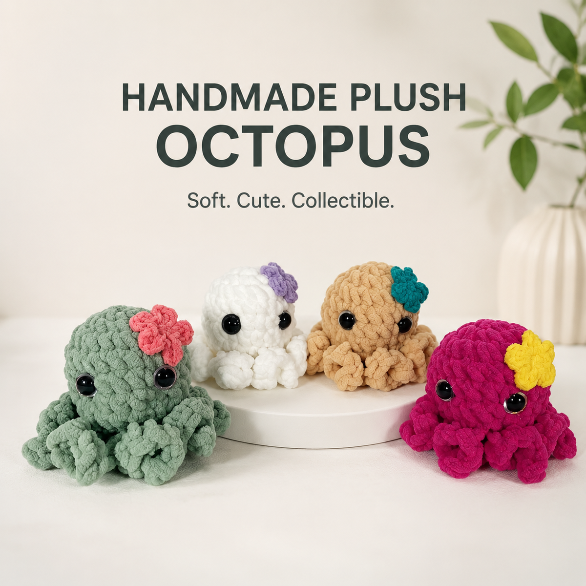 Flower Octopus Crochet Kit – 4 Color Options