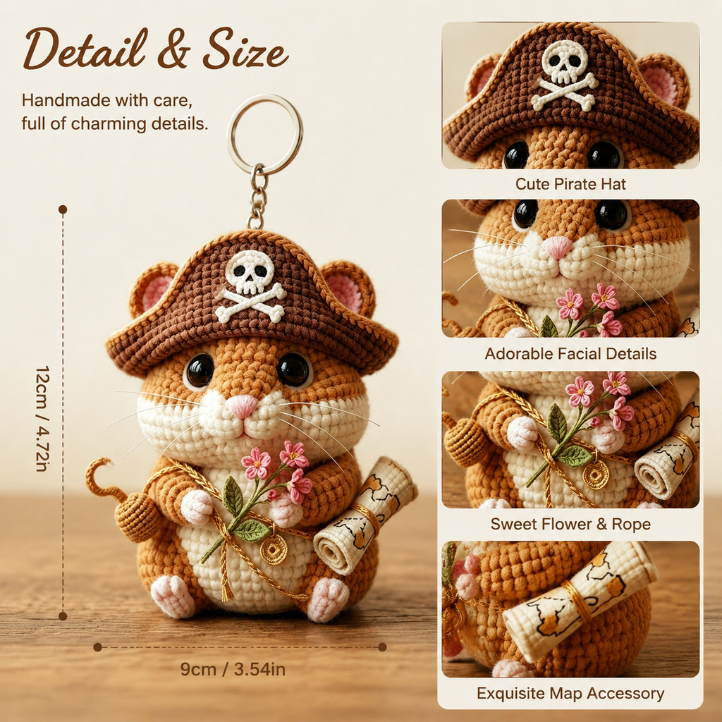 Pirate Mouse Crochet Keychain Kit with Treasure Scroll