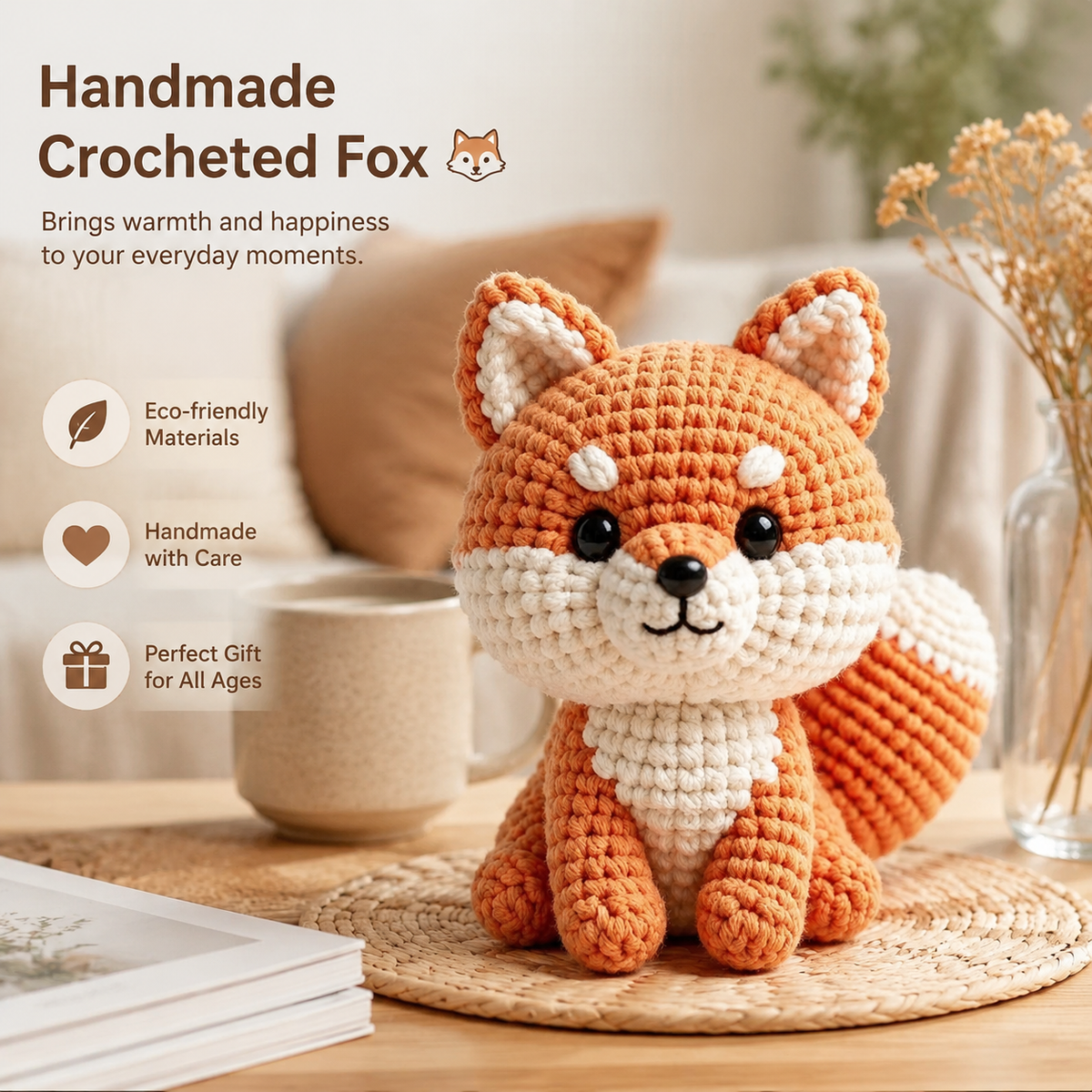 Orange Fox Crochet Kit with Bushy Tail