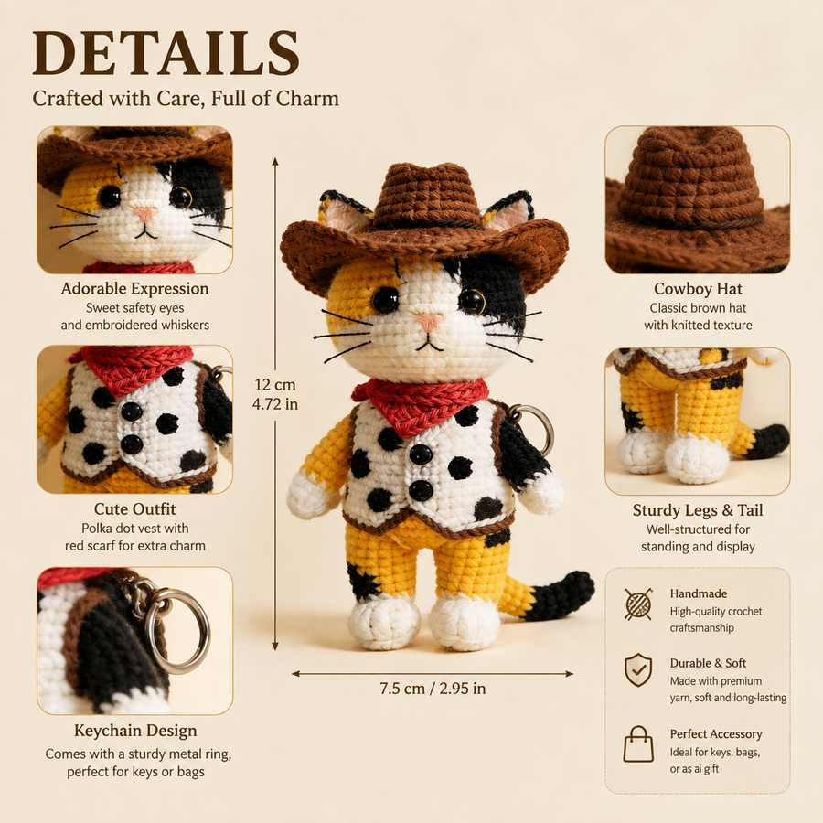Cowboy Cat Crochet Kit for Beginners