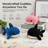 Three-Shark Crochet Kit – Blue, Black & Pink Set