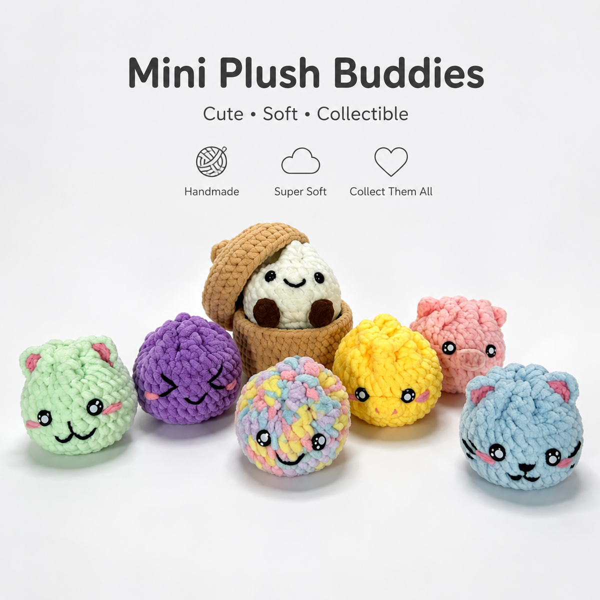 Six-Design Animal Crochet Plushie Kit Set