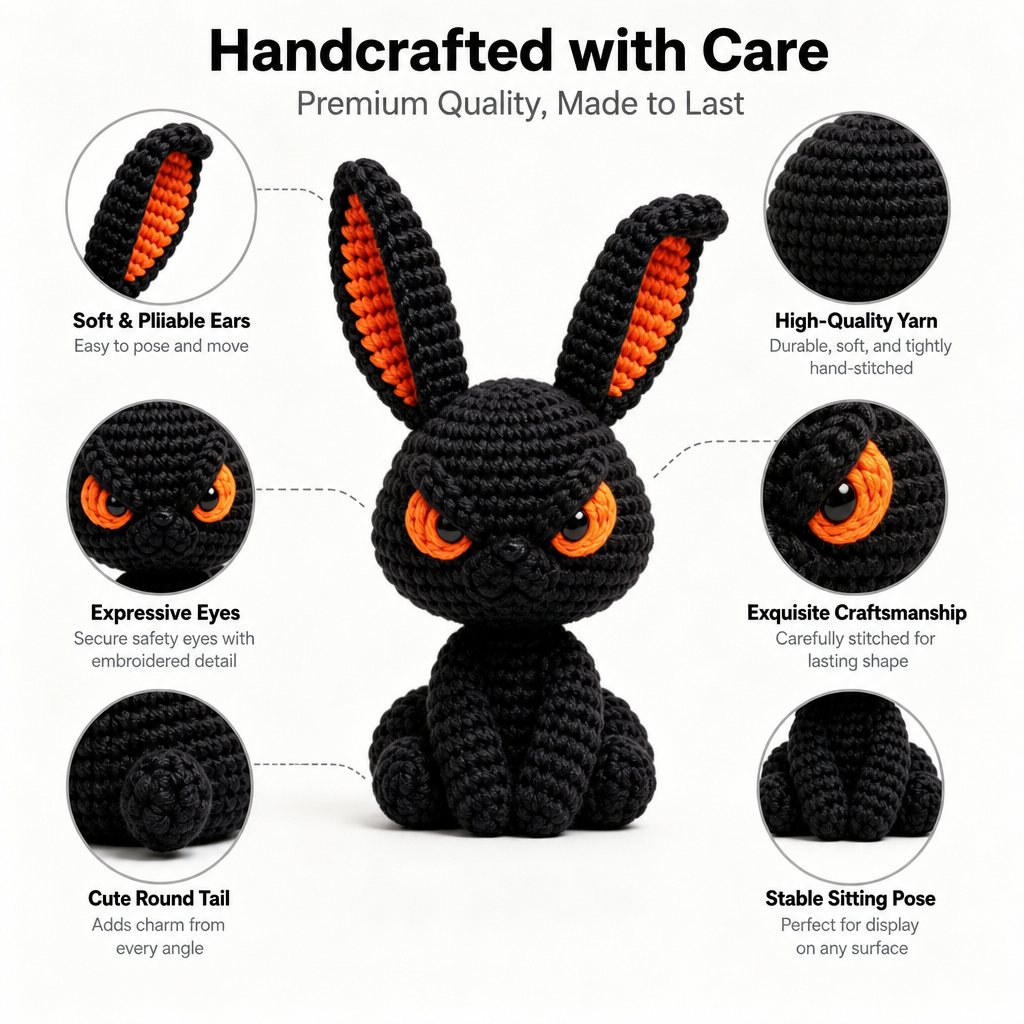 Grumpy Black Bunny Crochet Kit
