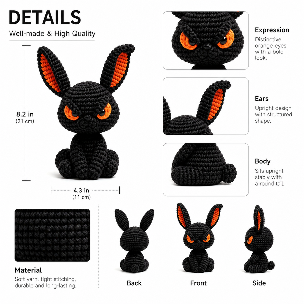Grumpy Black Bunny Crochet Kit