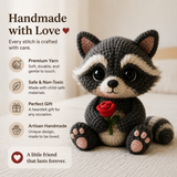Rose-Holding Raccoon Crochet Kit