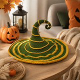 Green Witch Hat Crochet Kit with Golden Stripes