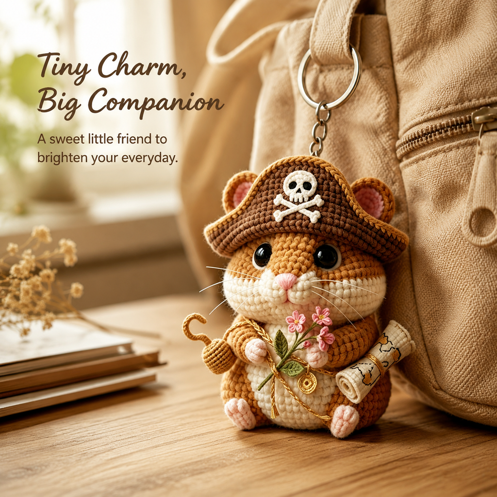 Pirate Mouse Crochet Keychain Kit with Treasure Scroll