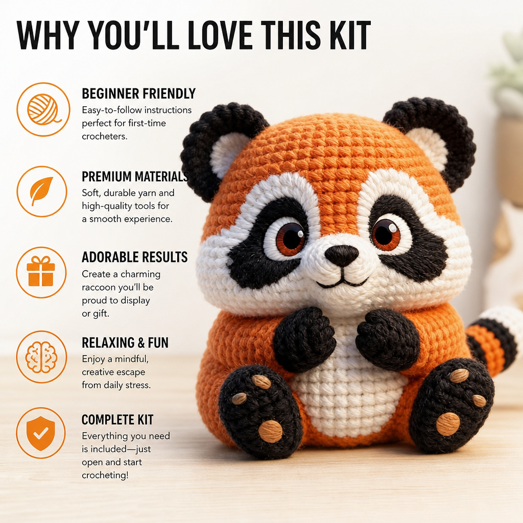 Handmade Raccoon Crochet Plush | Finished Raccoon Amigurumi Gift