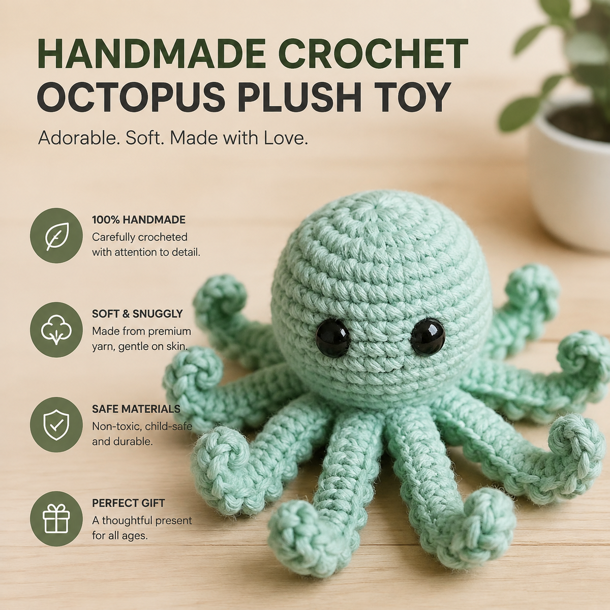 Mint Green Octopus Crochet Kit
