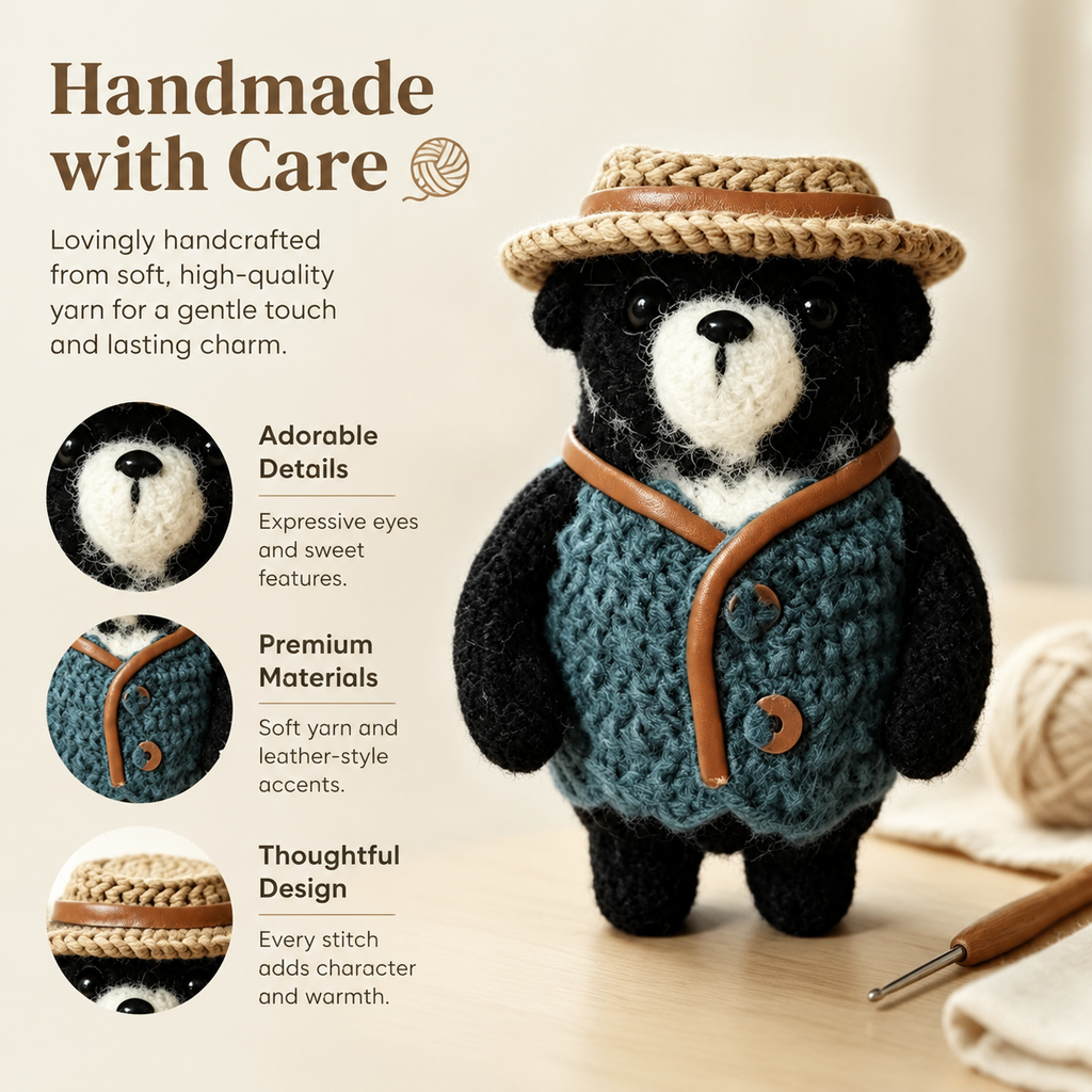 Mullen Black Bear Crochet Kit with Hat and Vest