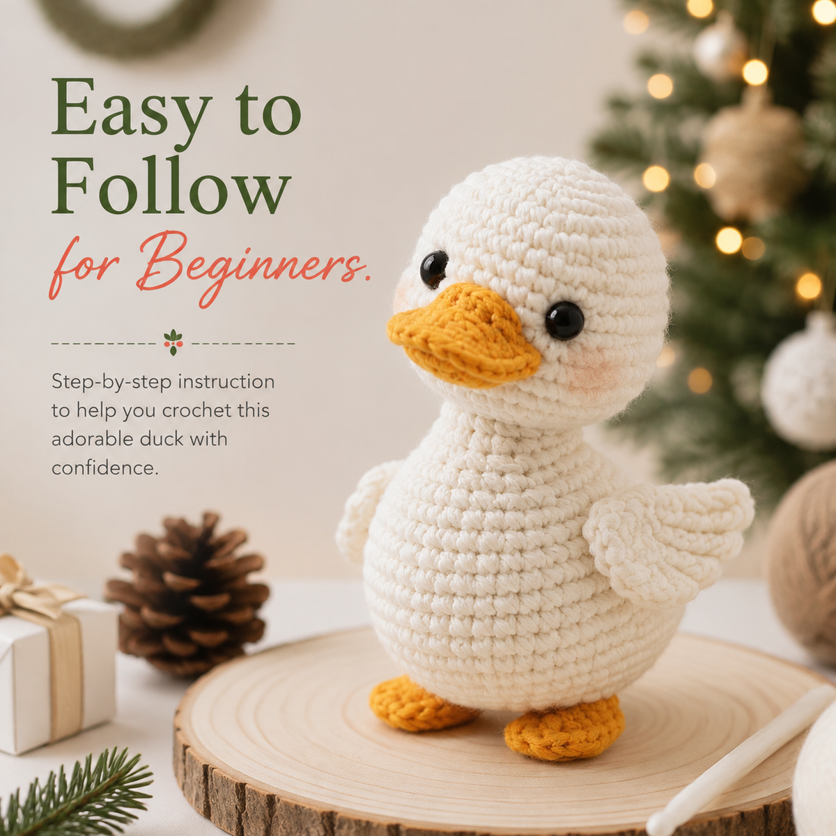 White Duck Crochet Kit with Orange Details
