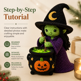 Halloween Witch and Pumpkin Cauldron Crochet Kit
