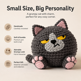 Handmade Grumpy Black Cat Crochet Plush  | Finished Grumpy Black Cat Amigurumi Gift
