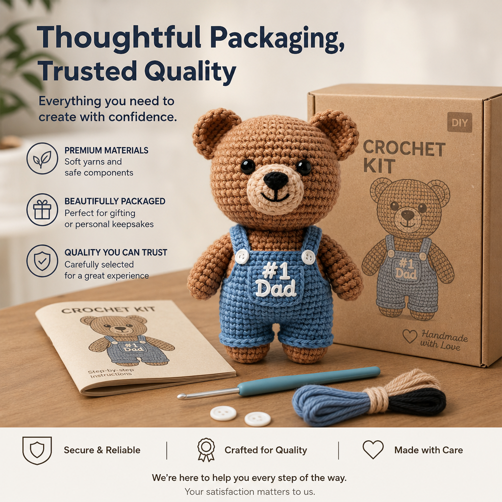 Dad Teddy Bear Crochet Kit