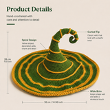 Green Witch Hat Crochet Kit with Golden Stripes