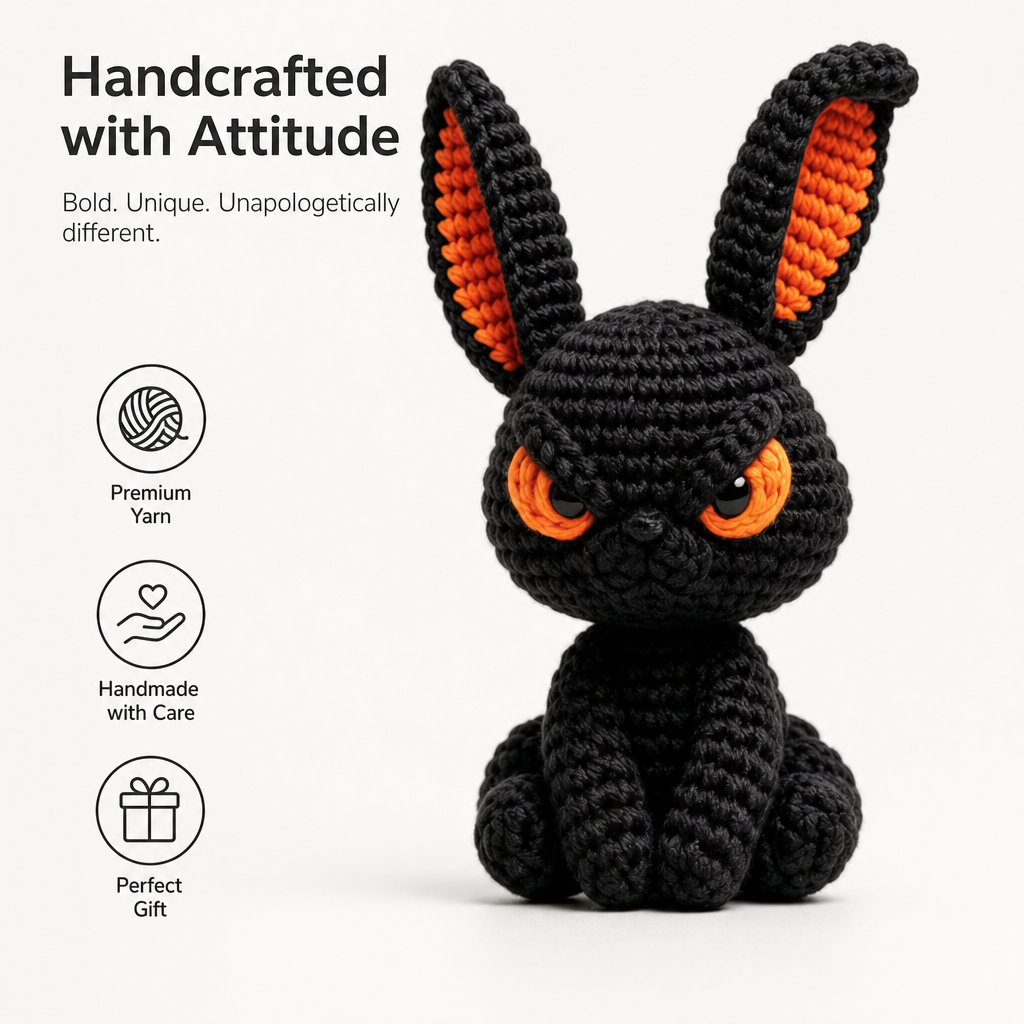Grumpy Black Bunny Crochet Kit