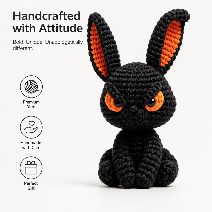 Grumpy Black Bunny Crochet Kit