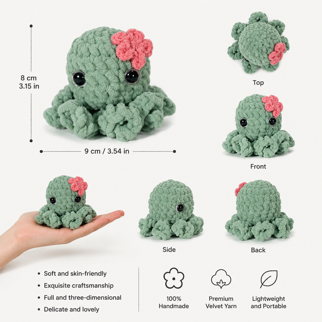 Flower Octopus Crochet Kit – 4 Color Options