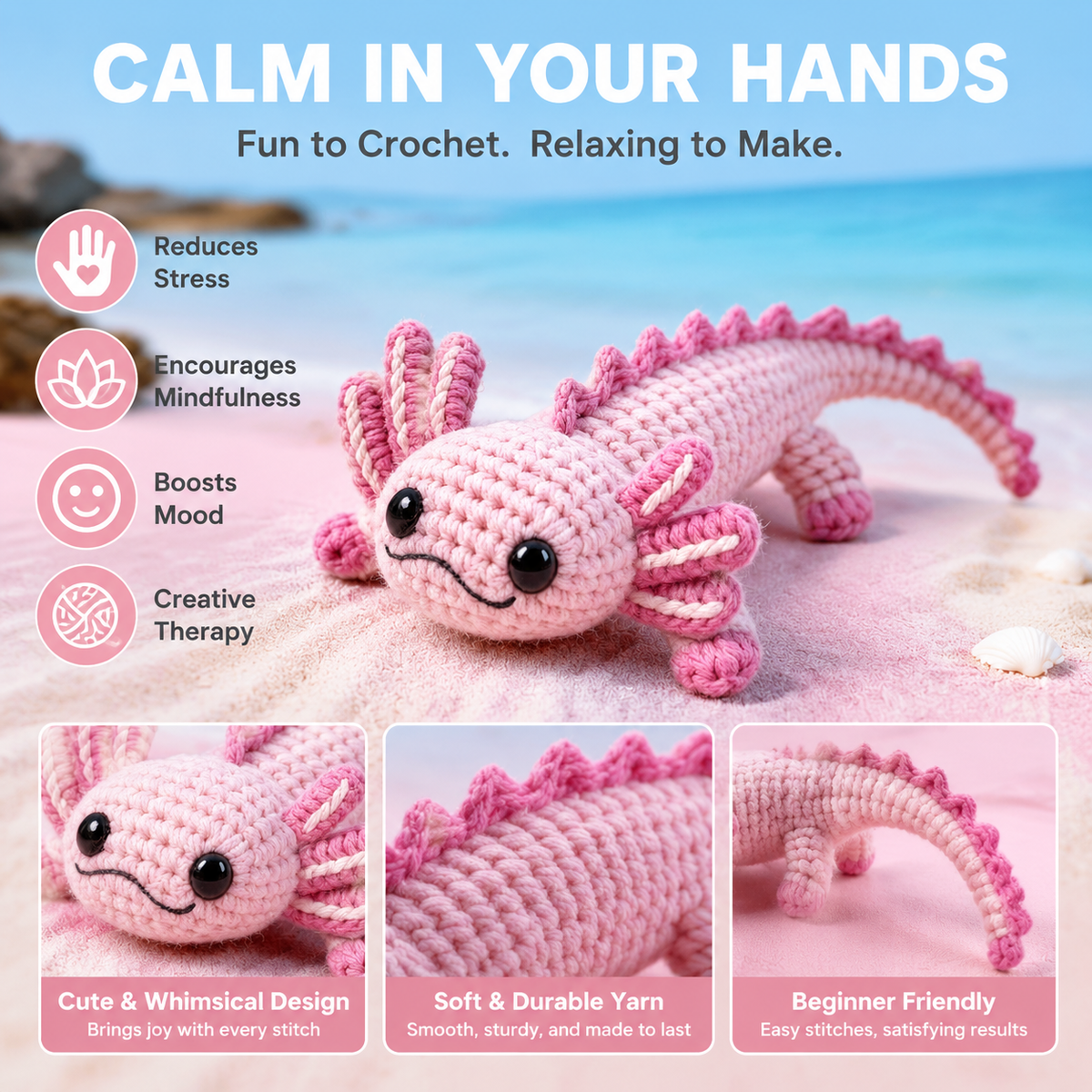 Pink Axolotl Crochet Kit