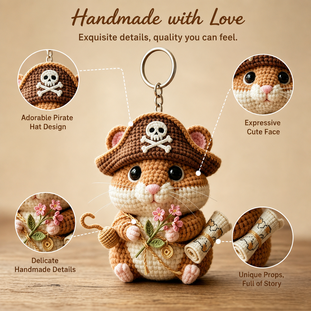Pirate Mouse Crochet Keychain Kit with Treasure Scroll