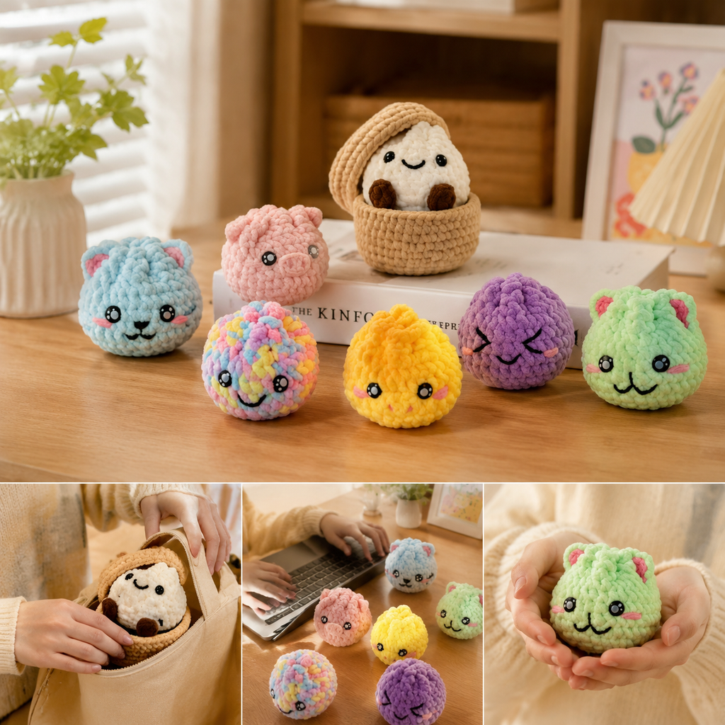 Six-Design Animal Crochet Plushie Kit Set