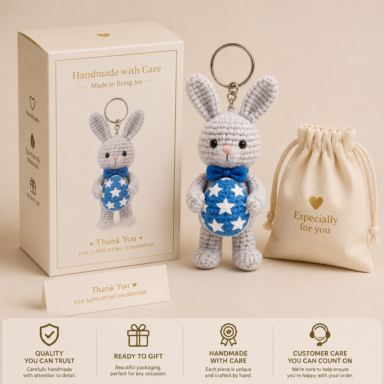 Bunny Keychain Crochet Kit