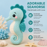 Blue Seahorse Crochet Kit with Curled Tail
